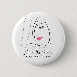 Beautiful pink lips make up artist branding 6 cm round badge