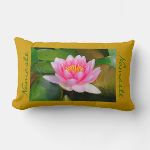 BEAUTIFUL PINK LOTUS BLOSSOM / NAMASTE(PHOTOG) LUMBAR CUSHION
