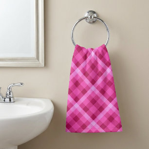 Beautiful Pink Magenta Plaid Hand Towel