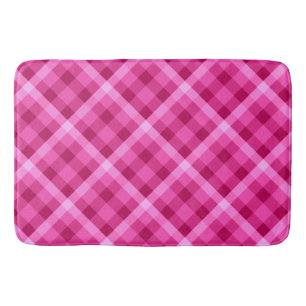 Beautiful Pink Magenta Plaid Large Bath Mat