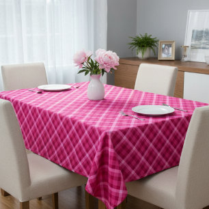 Beautiful Pink Magenta Plaid Large Tablecloth