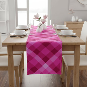 Beautiful Pink Magenta Plaid Medium Table Runner