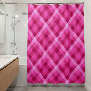 Beautiful Pink Magenta Plaid Shower Curtain