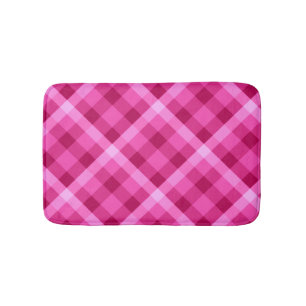 Beautiful Pink Magenta Plaid Small Bath Mat