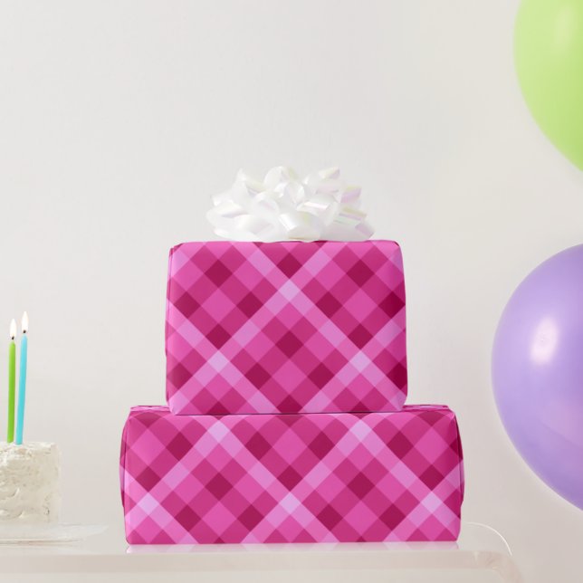 Beautiful Pink Magenta Plaid Wrapping Paper (Party Gifts)