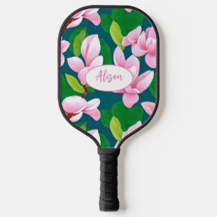 Beautiful Pink Magnolia Flowers Pickleball Paddle
