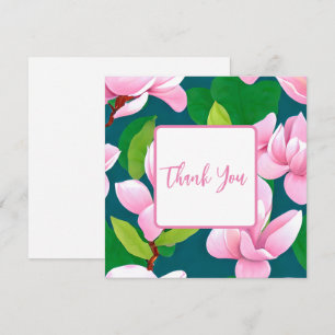 Beautiful Pink Magnolia Flowers Thank You Card