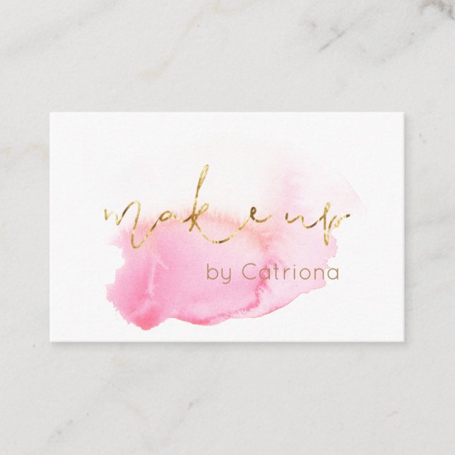 ★ Beautiful  Pink Make up Business Card (Front)