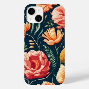 Beautiful Pink, Orange, and Red Flower Pattern Case-Mate iPhone 14 Case