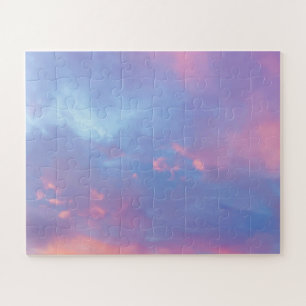Beautiful pink orange purple sunset summer sky jigsaw puzzle