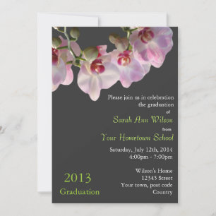 Beautiful pink orchid flowers graduation invitatio invitation
