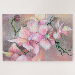 Beautiful Pink Orchid Flowers - Original Painting Jigsaw Puzzle