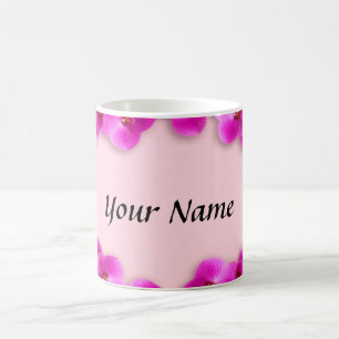 Beautiful Pink Orchids Framing a Blank Pastel Coffee Mug