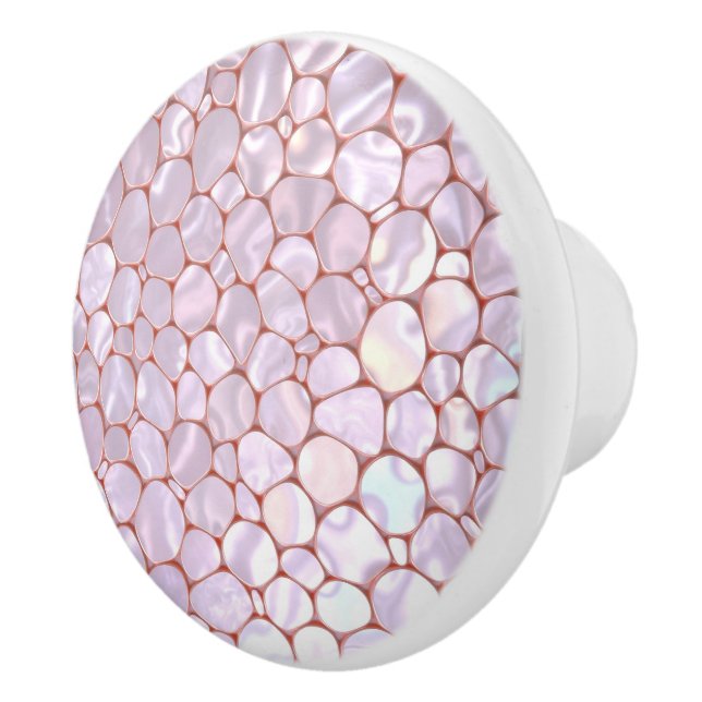 Beautiful pink pebble and mother of pearl inspired ceramic knob (Right)