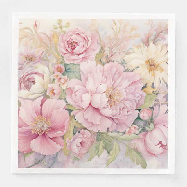 Beautiful pink peonies  napkin (Front)