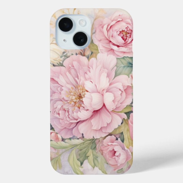 Beautiful pink peonies watercolours Case-Mate iPhone case (Back)