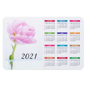 Beautiful Pink Peony 2021 Floral Calendar Magnet