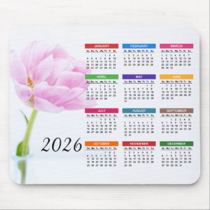 Beautiful Pink Peony 2022 Floral Calendar Mouse Pad