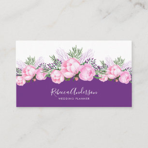 Beautiful Pink Peony Watercolor Business Card