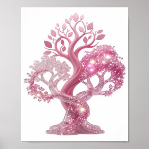 Beautiful Pink PINK GLITTER TREE Poster