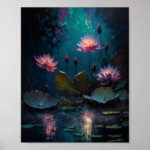 Beautiful Pink Pond Flowers Poster