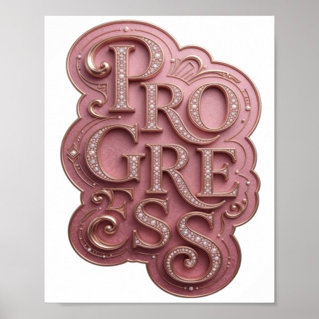 Beautiful Pink PROGRESS Quote Design Poster (Front)