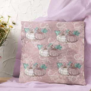 Beautiful Pink Pumpkin Patch Glitter Autumn Cushion