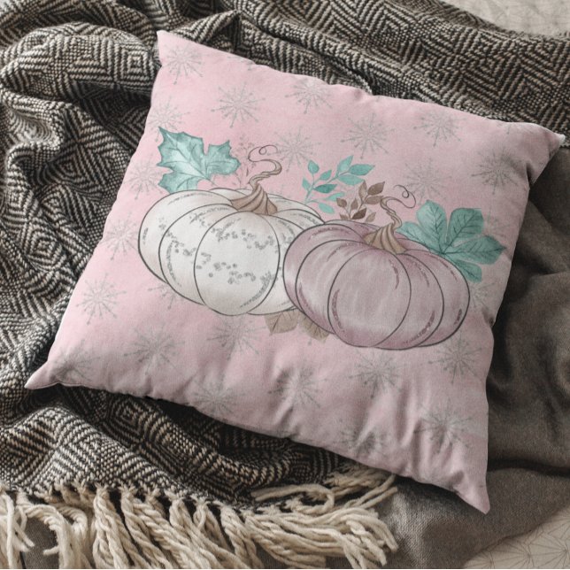 Beautiful Pink Pumpkin Patch Glitter Autumn Cushion (Creator Uploaded)