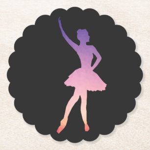 Beautiful pink purple ballerina for ballet girl paper coaster