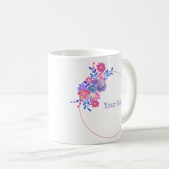 Beautiful Pink Purple Custom Name Frame Coffee Mug (Front Right)