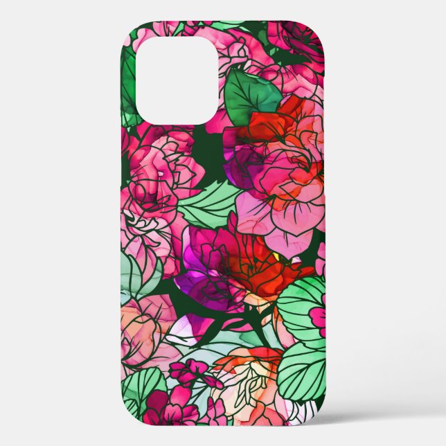 Beautiful Pink Raspberry Burgundy Red Garden Flora Case-Mate iPhone Case (Back)