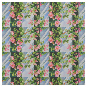 Beautiful  pink red white roses watercolor floral fabric