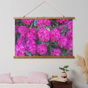 Beautiful Pink Rhododendron Blooms Floral Hanging Tapestry