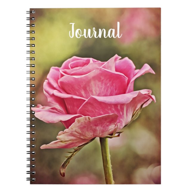 Beautiful Pink Rose Art Journal Notebook (Front)