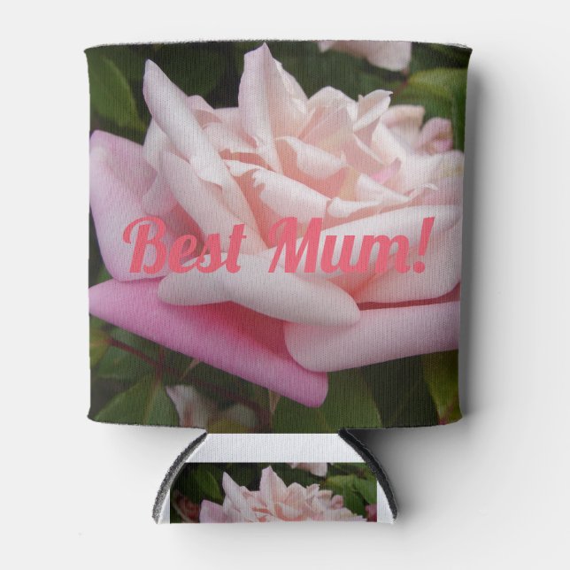 Beautiful Pink Rose Best Mum Flower Design Can Cooler (Front)