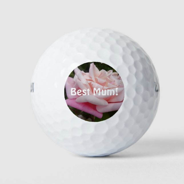 Beautiful Pink Rose Best Mum Flower Design Golf Balls (Front)
