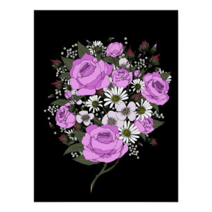Beautiful Pink Rose Bouquet Poster