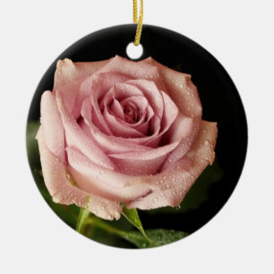 beautiful pink rose ceramic ornament