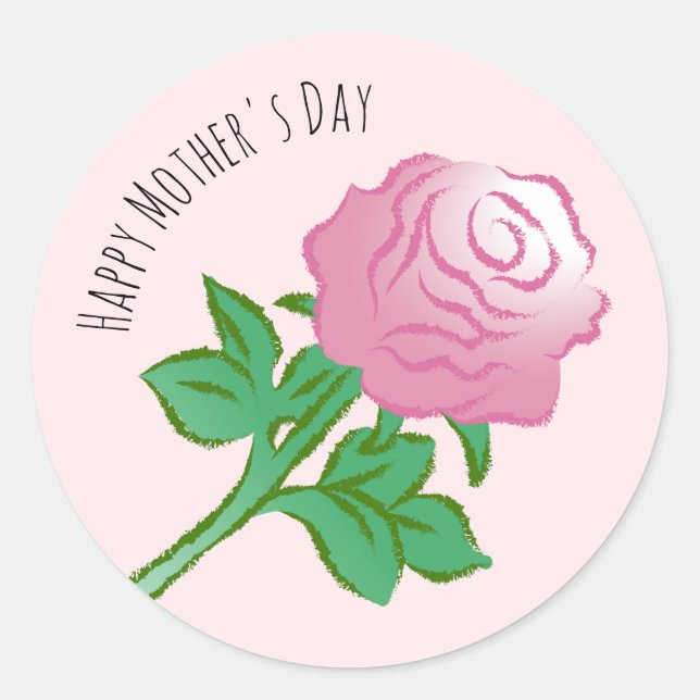 Beautiful Pink Rose Classic Round Sticker (Front)