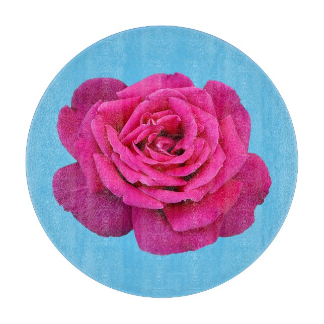 Beautiful pink rose cutting board (Front)