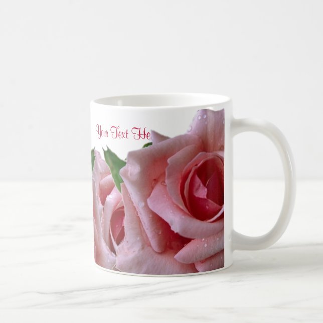 Beautiful Pink Rose Design Coffee Mug (Right)