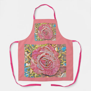 Beautiful pink rose flower All-Over Print Apron