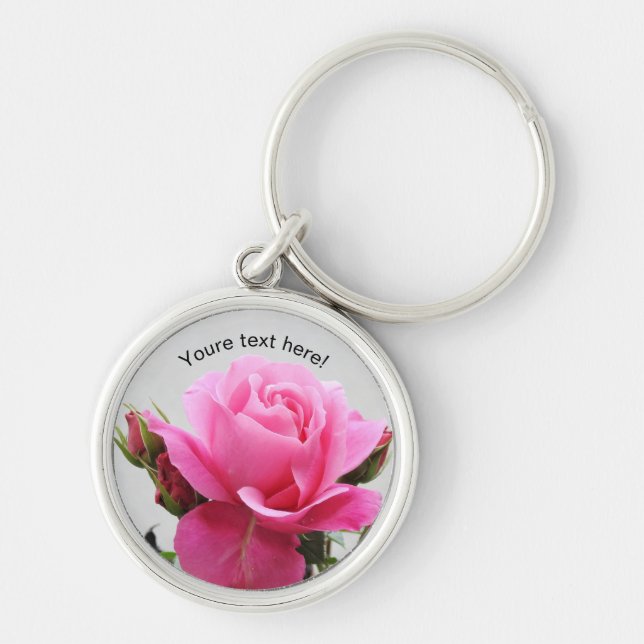 Beautiful Pink Rose Key Ring (Front)
