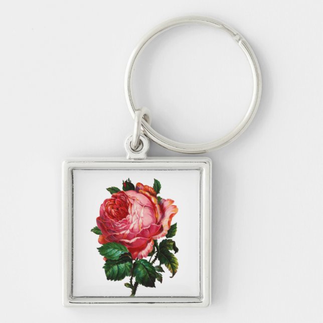 BEAUTIFUL PINK ROSE KEY RING (Front)