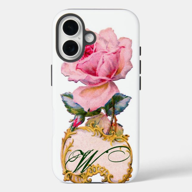 BEAUTIFUL PINK ROSE MONOGRAM Case-Mate iPhone CASE (Back)