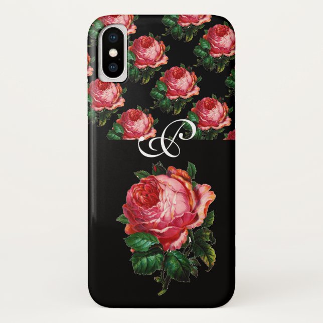 BEAUTIFUL PINK ROSE MONOGRAM Case-Mate iPhone CASE (Back)