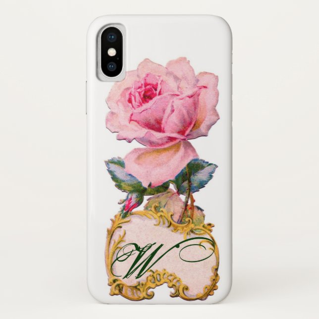 BEAUTIFUL PINK ROSE MONOGRAM Case-Mate iPhone CASE (Back)