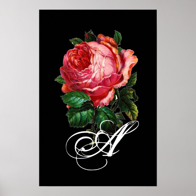 BEAUTIFUL PINK ROSE MONOGRAM POSTER (Front)