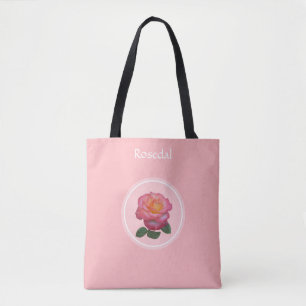 Beautiful Pink Rose on Light Pink Tote Bag