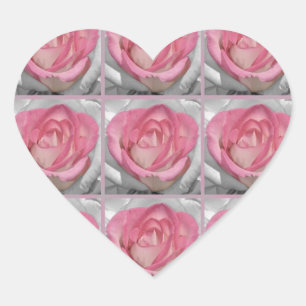 Beautiful pink rose pattern heart sticker